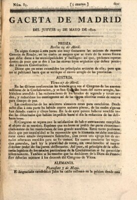 Gaceta de Madrid Donnerstag 25. Mai 1820