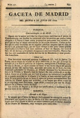 Gaceta de Madrid Donnerstag 8. Juni 1820