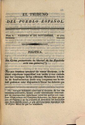 El Tribuno del pueblo español Freitag 27. November 1812