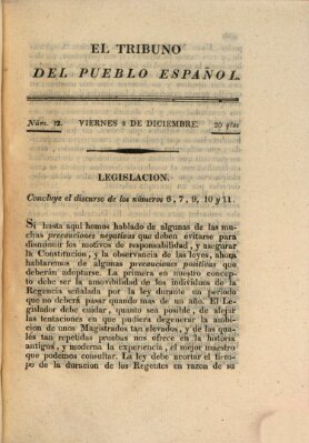 El Tribuno del pueblo español Freitag 11. Dezember 1812