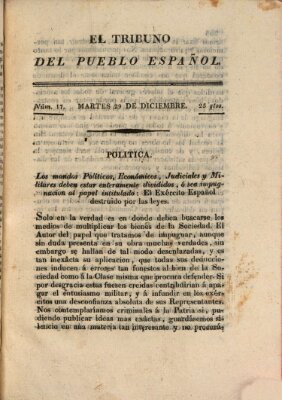 El Tribuno del pueblo español Dienstag 29. Dezember 1812