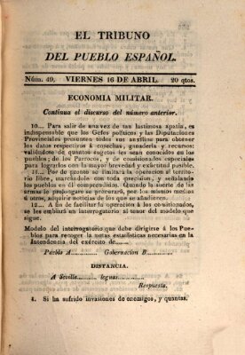 El Tribuno del pueblo español Freitag 16. April 1813