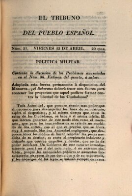 El Tribuno del pueblo español Freitag 23. April 1813