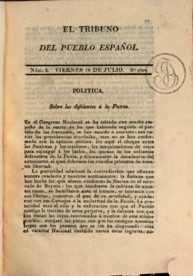 El Tribuno del pueblo español Freitag 16. Juli 1813