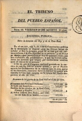 El Tribuno del pueblo español Freitag 20. August 1813