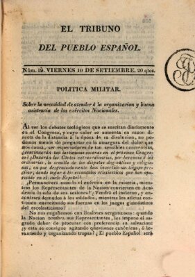 El Tribuno del pueblo español Freitag 10. September 1813