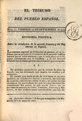 El Tribuno del pueblo español Freitag 17. September 1813