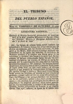 El Tribuno del pueblo español Freitag 1. Oktober 1813