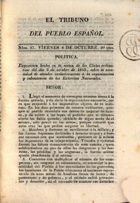 El Tribuno del pueblo español Freitag 8. Oktober 1813