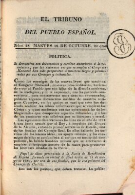 El Tribuno del pueblo español Dienstag 12. Oktober 1813