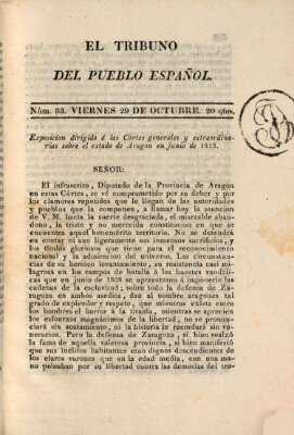 El Tribuno del pueblo español Freitag 29. Oktober 1813