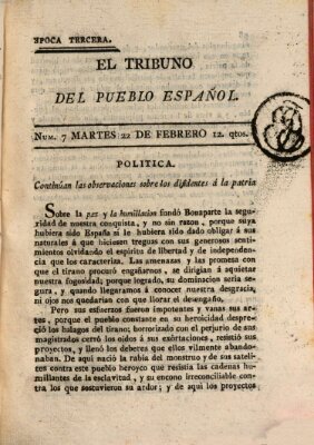 El Tribuno del pueblo español Dienstag 22. Februar 1814