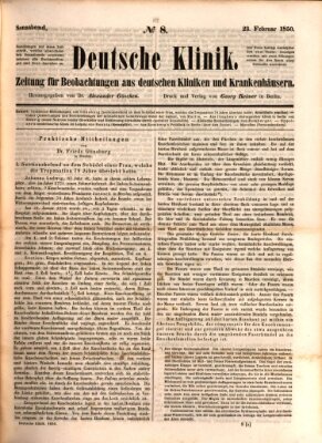 Deutsche Klinik Samstag 23. Februar 1850