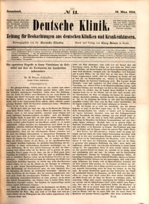 Deutsche Klinik Samstag 16. März 1850