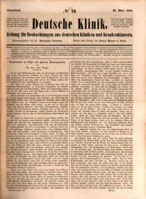 Deutsche Klinik Samstag 23. März 1850