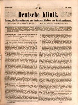 Deutsche Klinik Samstag 15. Juni 1850