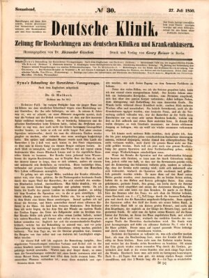 Deutsche Klinik Samstag 27. Juli 1850