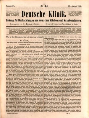 Deutsche Klinik Samstag 24. August 1850