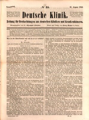 Deutsche Klinik Samstag 31. August 1850