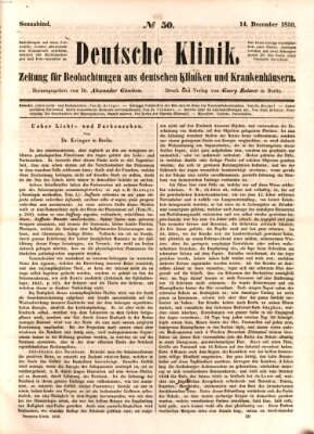 Deutsche Klinik Samstag 14. Dezember 1850