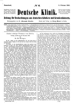 Deutsche Klinik Samstag 8. Februar 1851