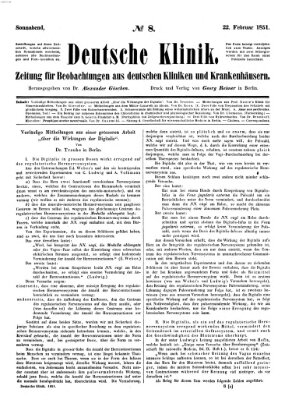 Deutsche Klinik Samstag 22. Februar 1851