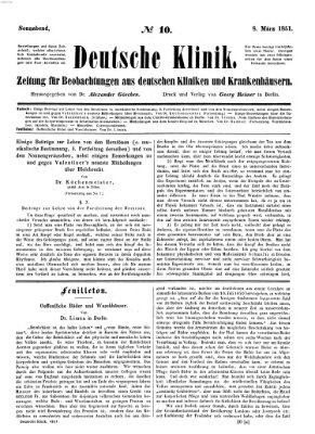 Deutsche Klinik Samstag 8. März 1851