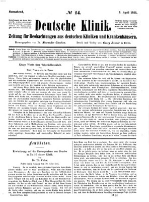 Deutsche Klinik Samstag 5. April 1851