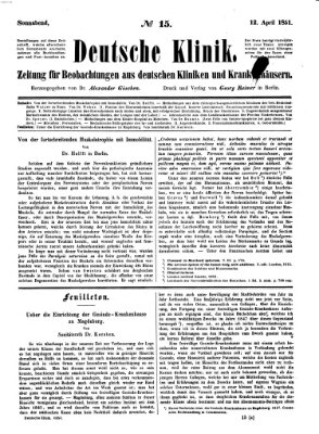 Deutsche Klinik Samstag 12. April 1851