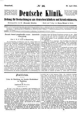 Deutsche Klinik Samstag 19. April 1851