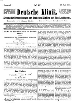 Deutsche Klinik Samstag 26. April 1851