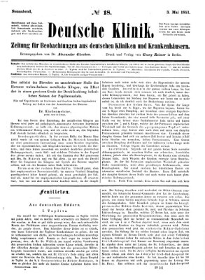 Deutsche Klinik Samstag 3. Mai 1851