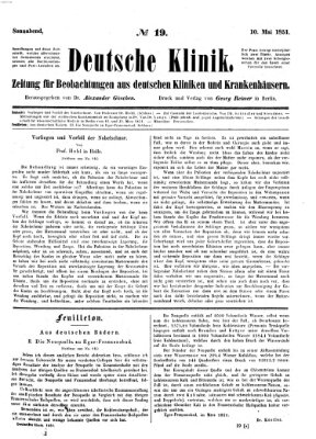 Deutsche Klinik Samstag 10. Mai 1851