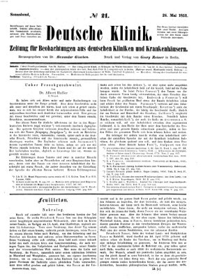 Deutsche Klinik Samstag 24. Mai 1851