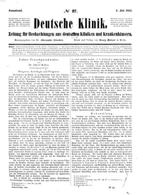 Deutsche Klinik Samstag 5. Juli 1851