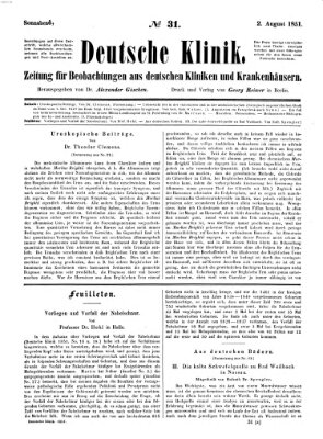 Deutsche Klinik Samstag 2. August 1851