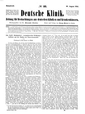 Deutsche Klinik Samstag 16. August 1851