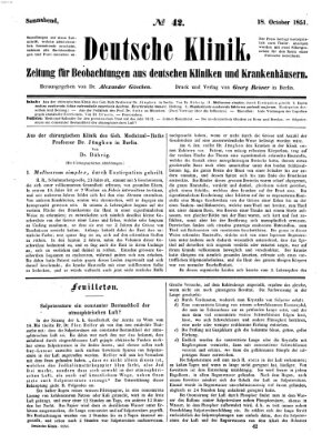 Deutsche Klinik Samstag 18. Oktober 1851