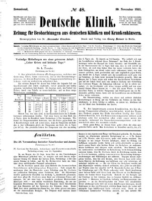 Deutsche Klinik Samstag 29. November 1851