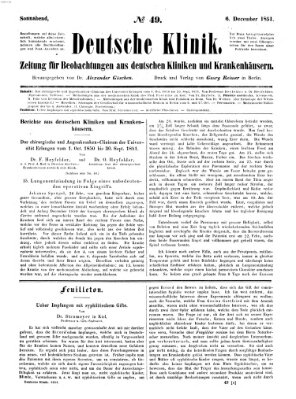 Deutsche Klinik Samstag 6. Dezember 1851