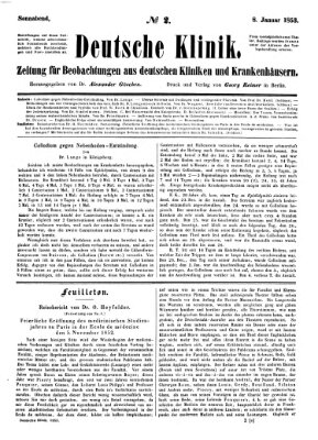 Deutsche Klinik Samstag 8. Januar 1853