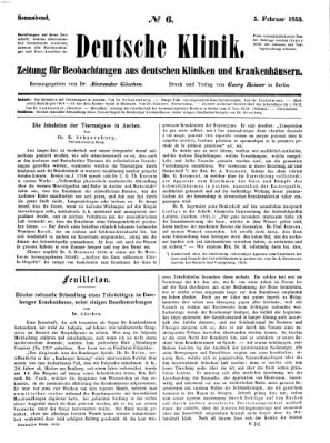 Deutsche Klinik Samstag 5. Februar 1853