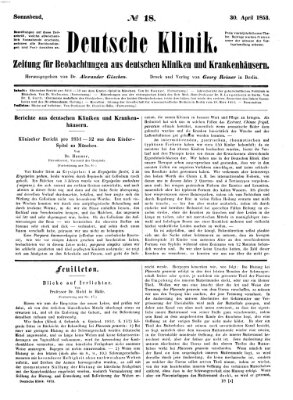 Deutsche Klinik Samstag 30. April 1853