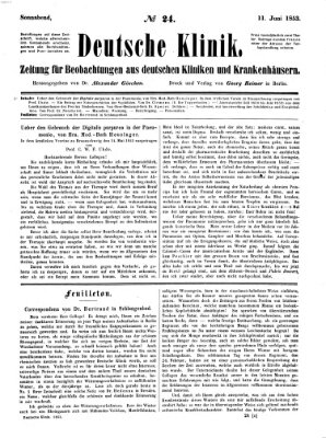 Deutsche Klinik Samstag 11. Juni 1853