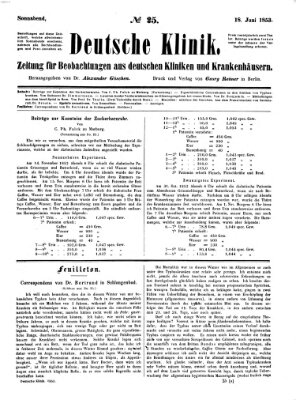 Deutsche Klinik Samstag 18. Juni 1853