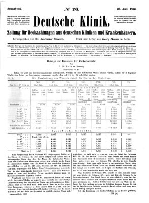 Deutsche Klinik Samstag 25. Juni 1853