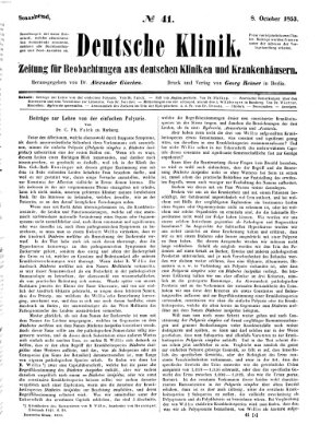 Deutsche Klinik Samstag 8. Oktober 1853