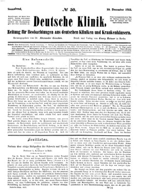 Deutsche Klinik Samstag 10. Dezember 1853