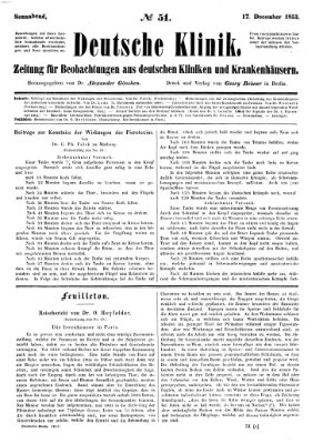 Deutsche Klinik Samstag 17. Dezember 1853