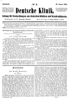 Deutsche Klinik Samstag 28. Januar 1854